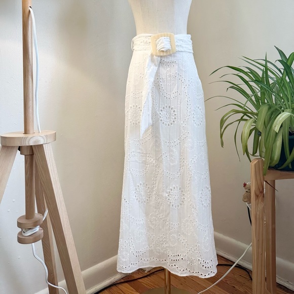 Zara White Midi Skirt with Belt - Picture 5 of 7